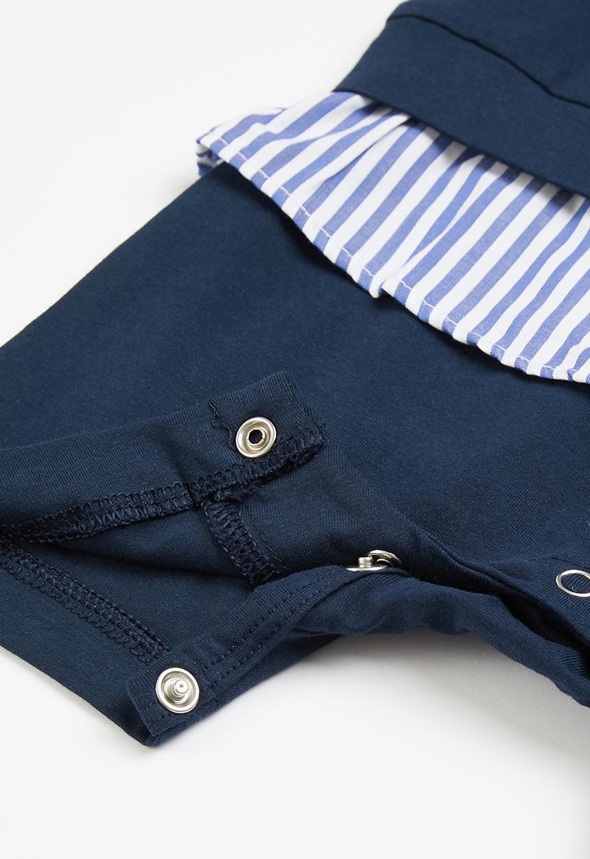 Pop Candy - Boys short romper - navy & white
