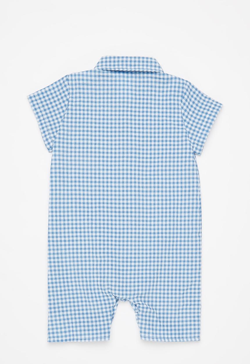Pop Candy - Baby check romper - blue & white 