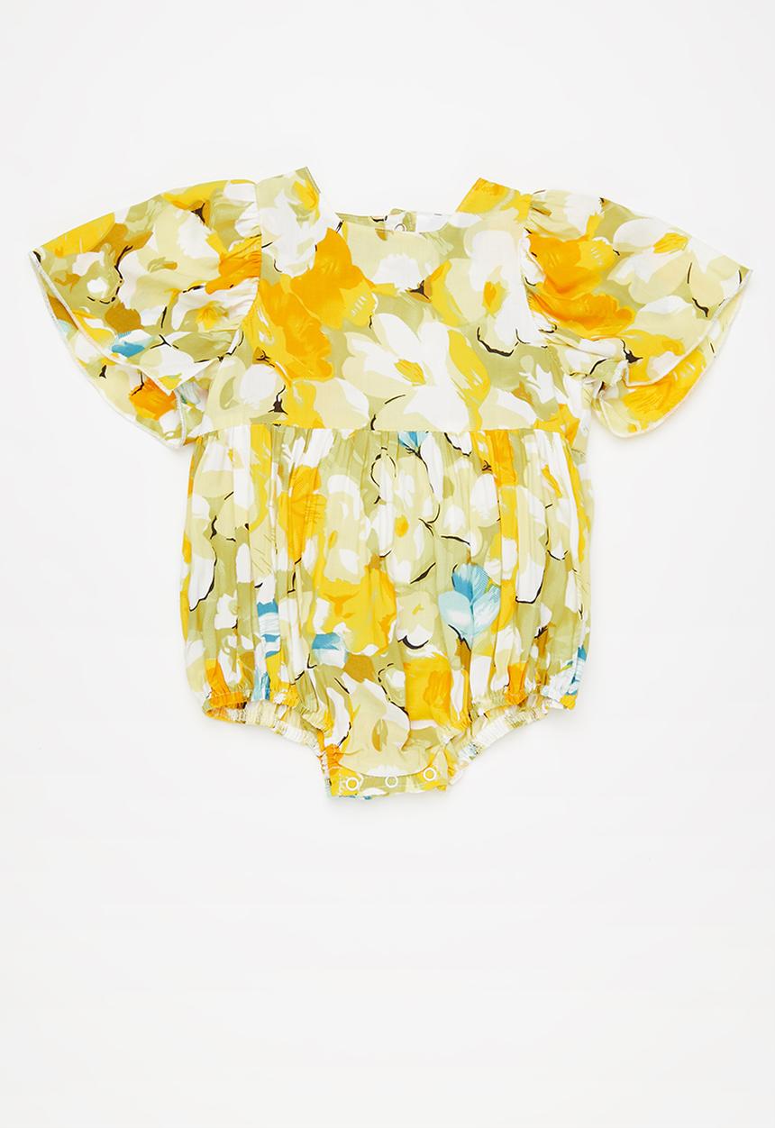 Pop Candy - Girls printed flutter sleeve romper - multi