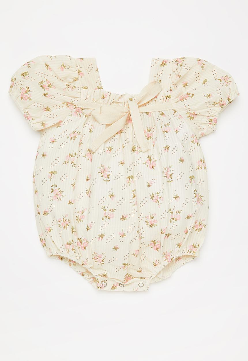 Pop Candy - Baby girls puff sleeve romper - stone