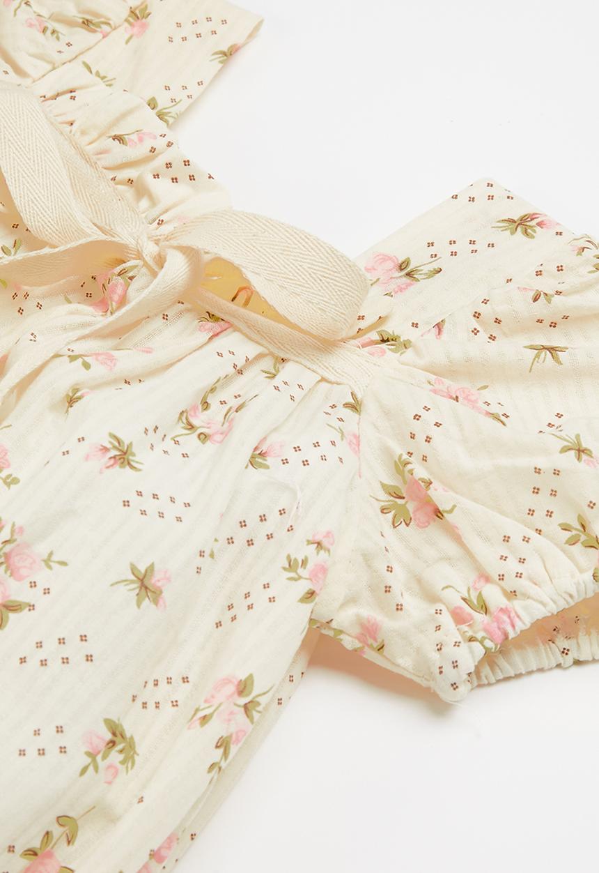Pop Candy - Baby girls puff sleeve romper - stone