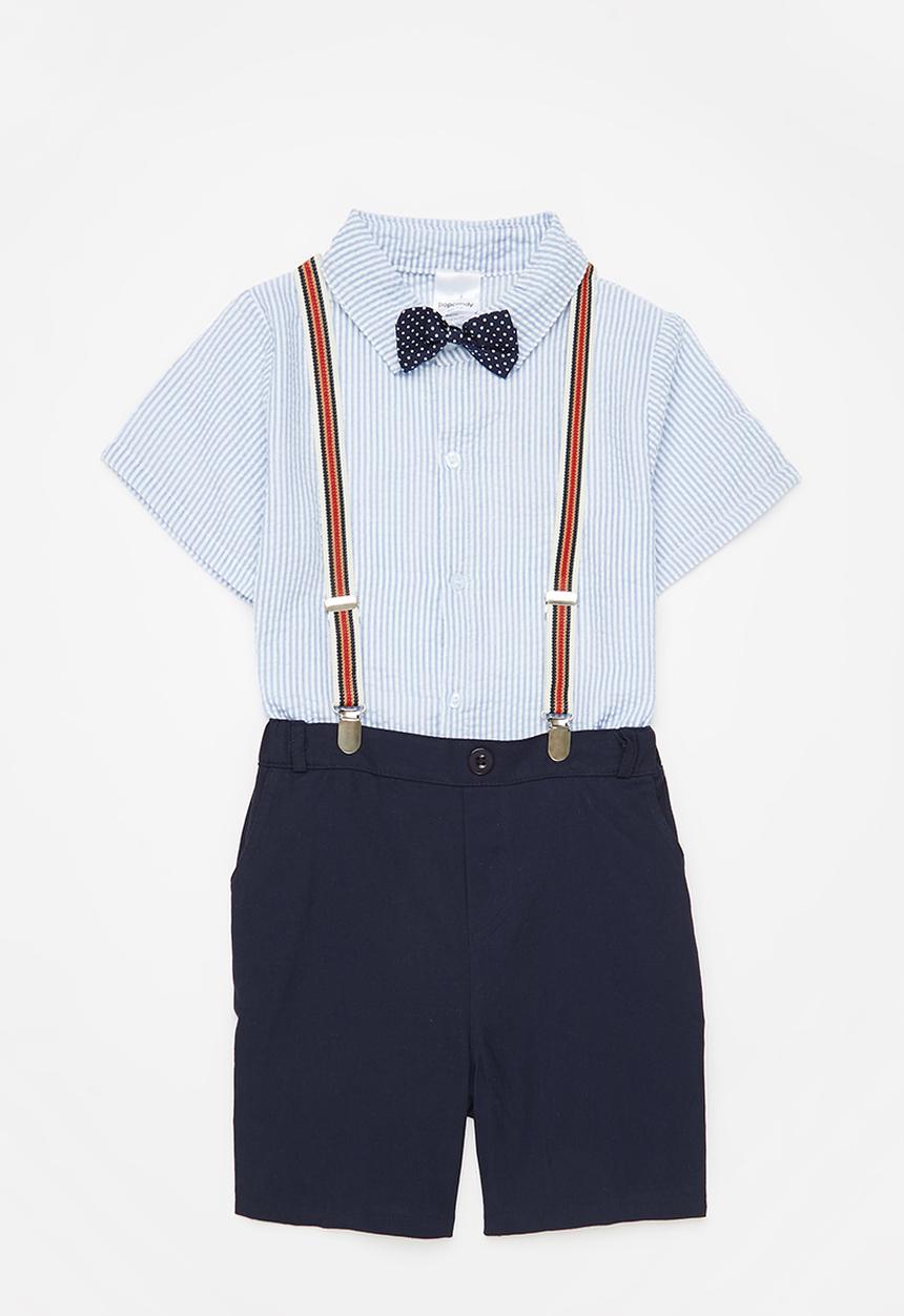 Pop Candy - Boys shirt & shorts set - blue & navy
