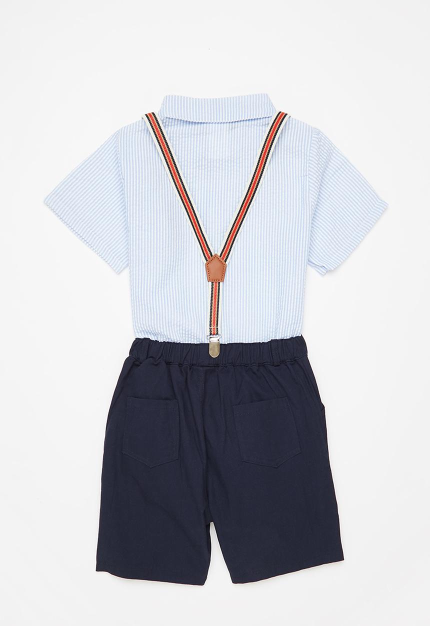 Pop Candy - Boys shirt & shorts set - blue & navy