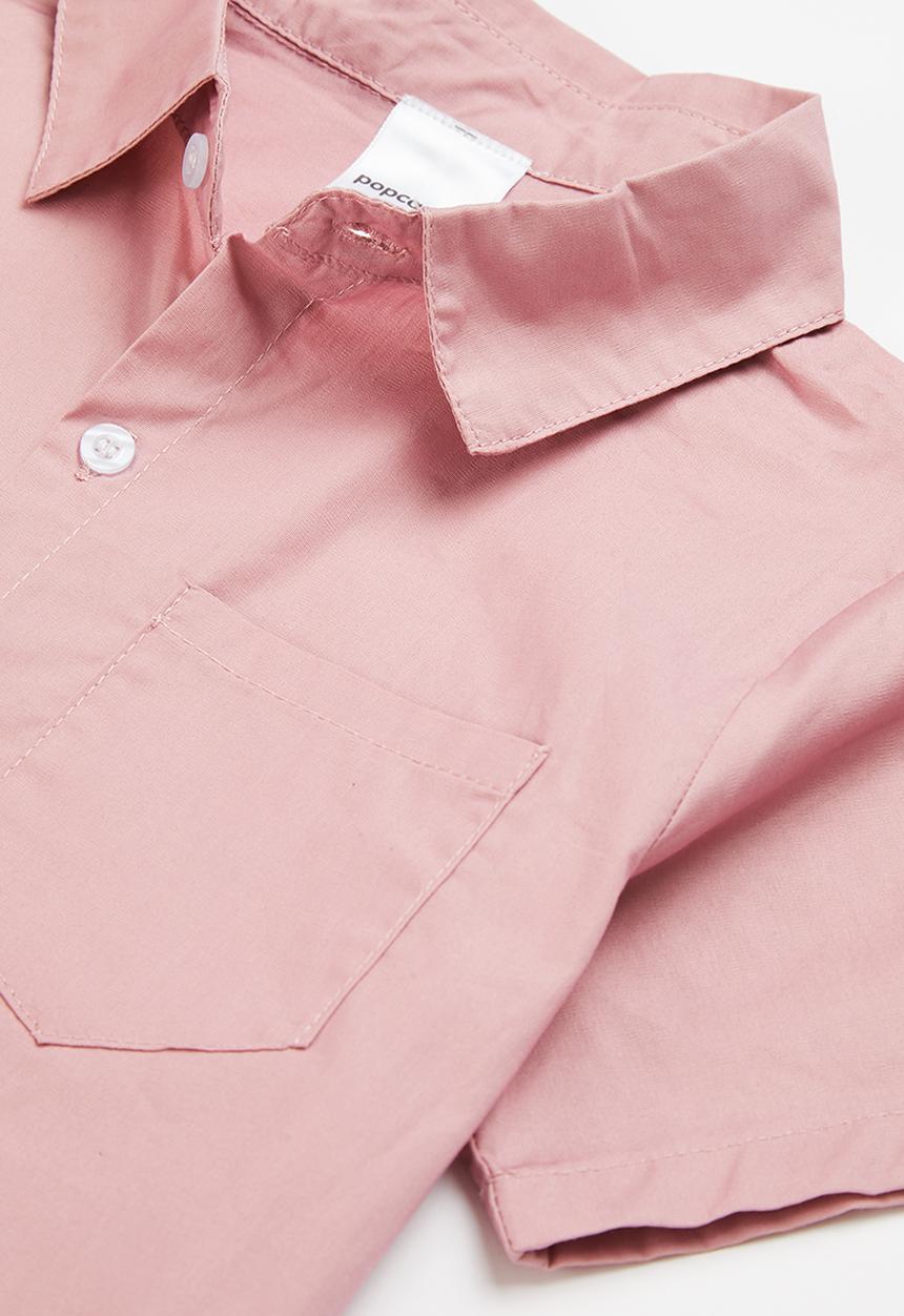 Pop Candy - Boys shirt & shorts set - pink & black