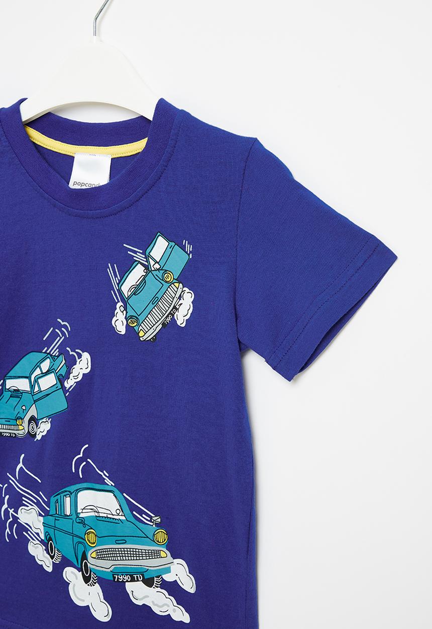 Pop Candy - Boys car tee - royal blue