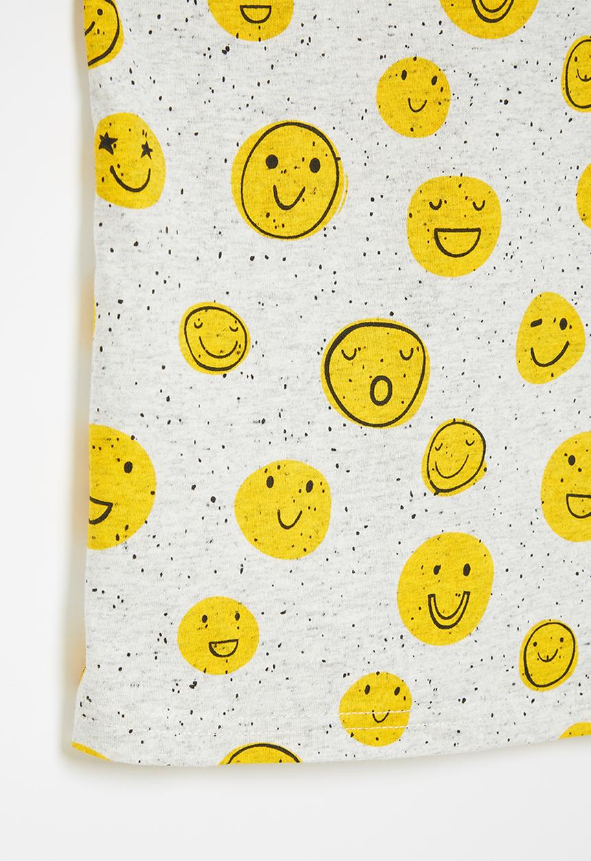 Pop Candy - Boys happy tee - grey & yellow