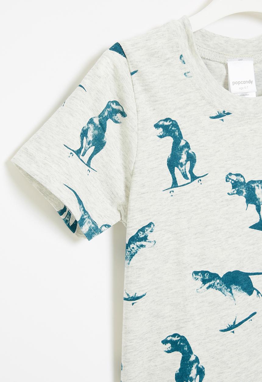 Pop Candy - Boys aop dino tee - grey & blue