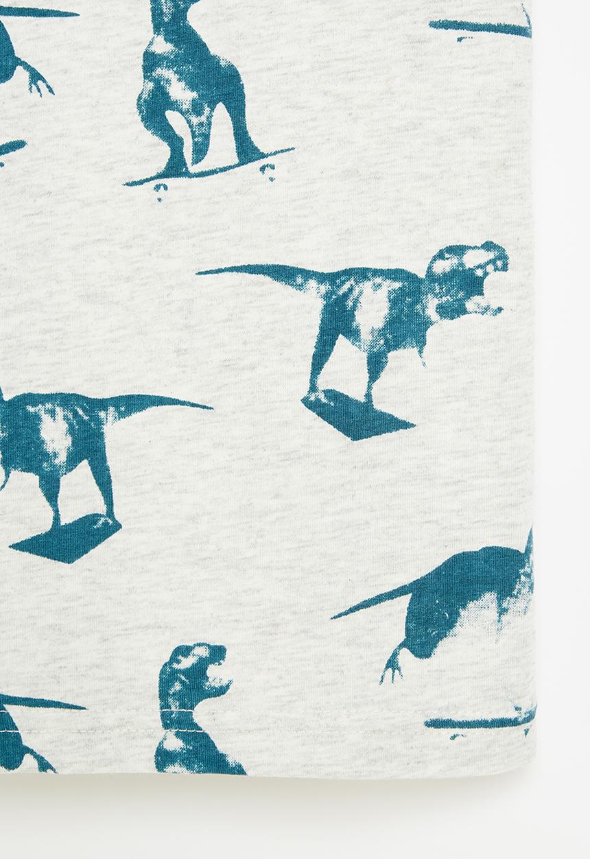 Pop Candy - Boys aop dino tee - grey & blue
