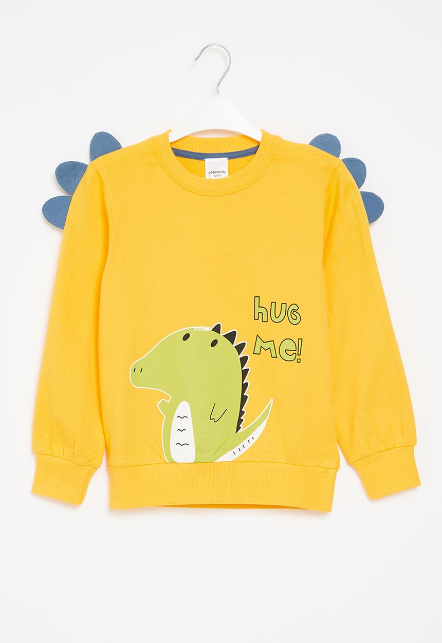 Pop Candy - Boys dino sweatshirt - yellow & green