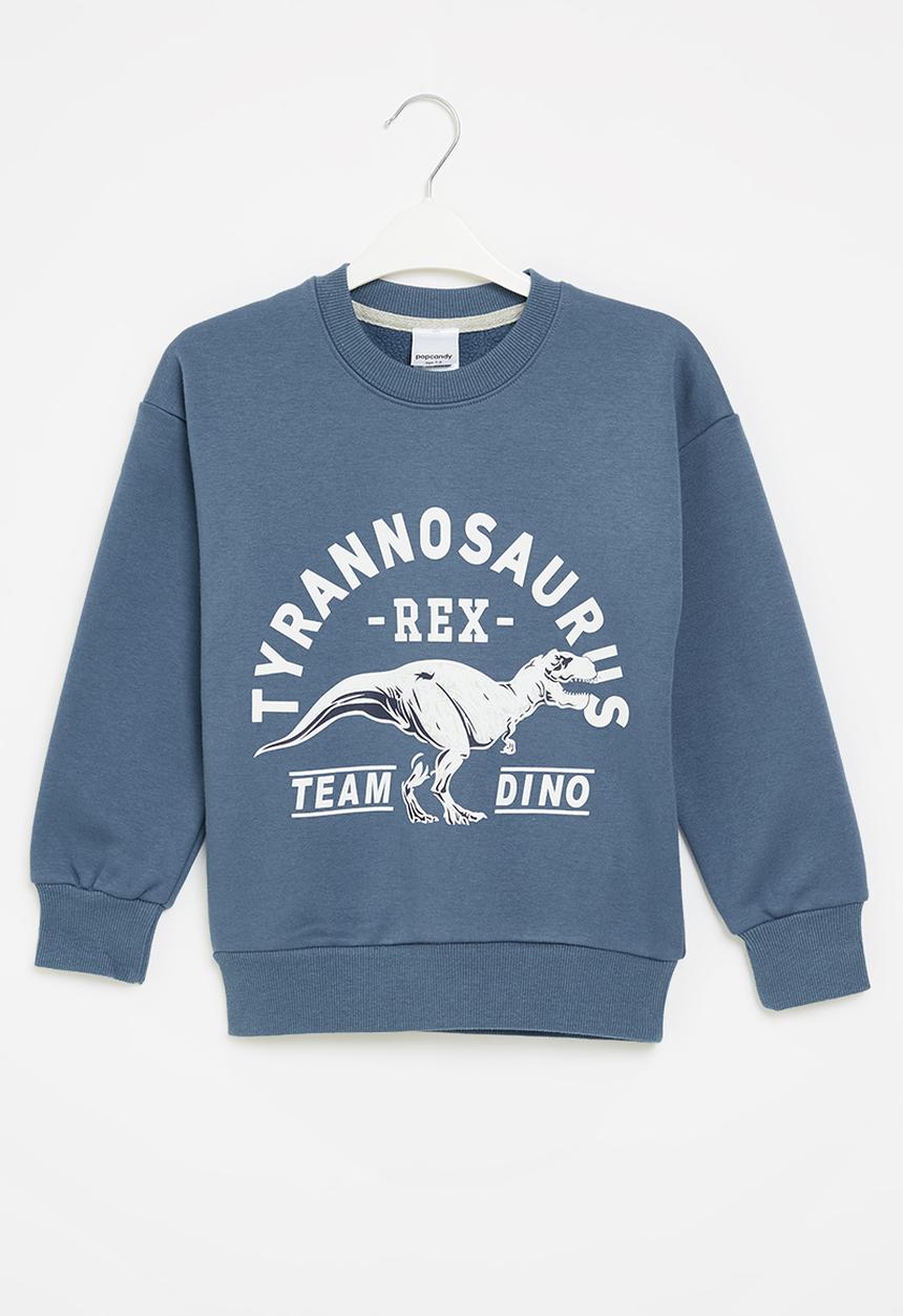 Pop Candy - Boys dino sweatshirt - blue & white