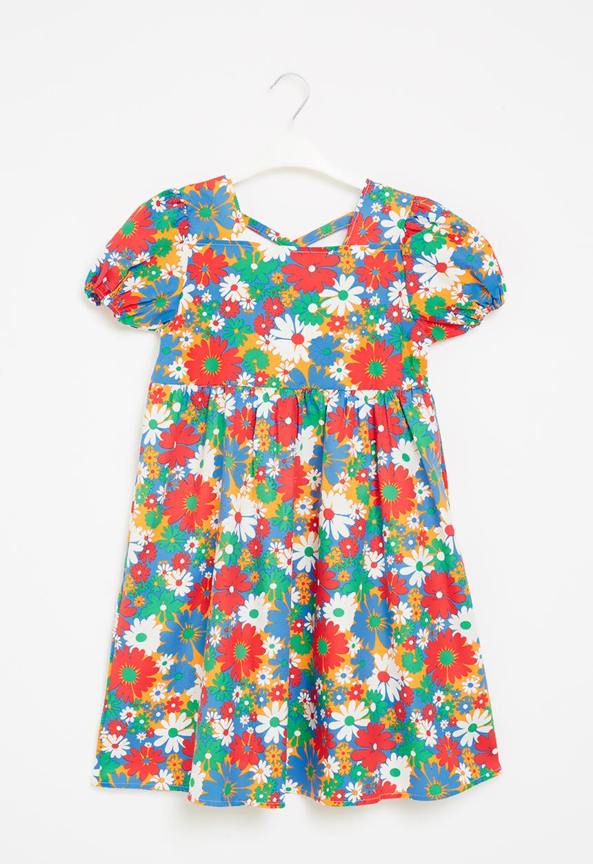 Pop Candy - Girls printed puff sleeve dress - multi