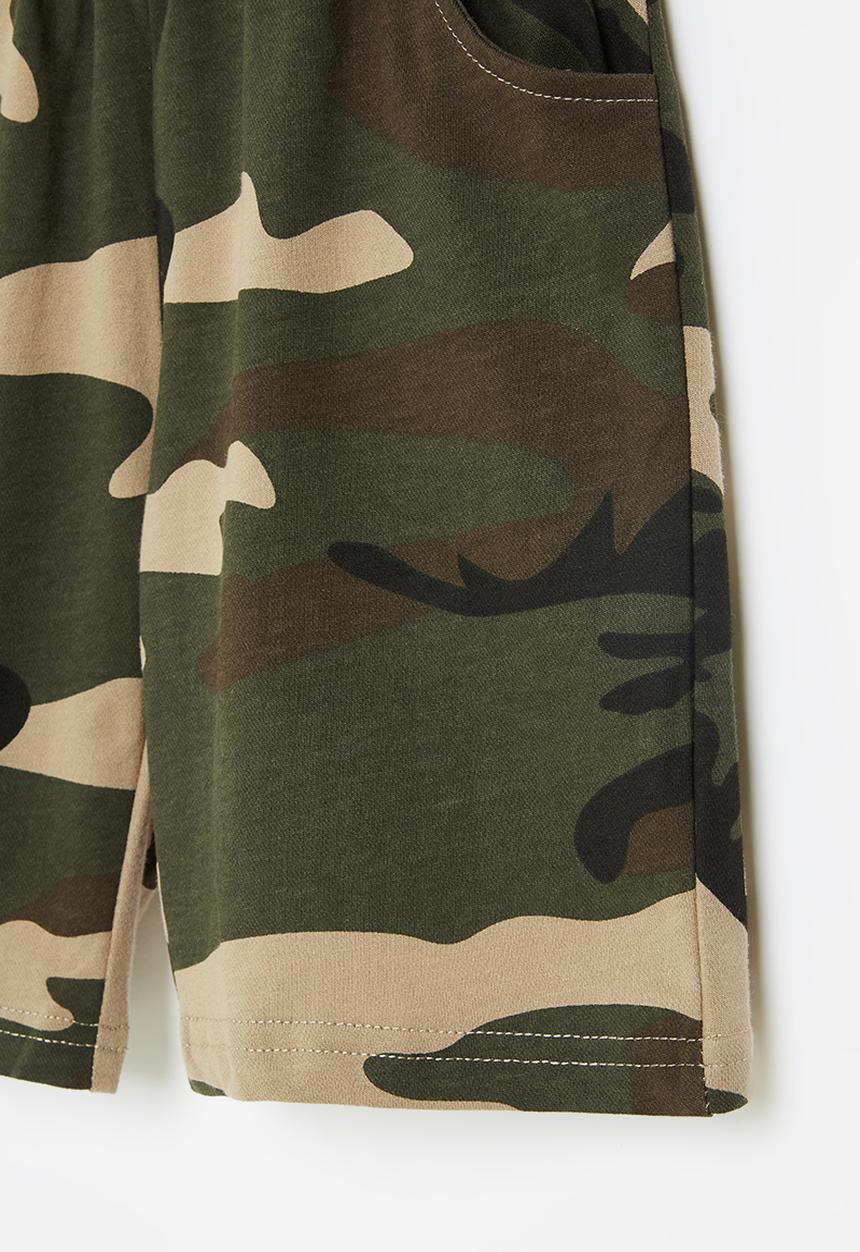 Pop Candy - Boys camo sweat shorts - olive