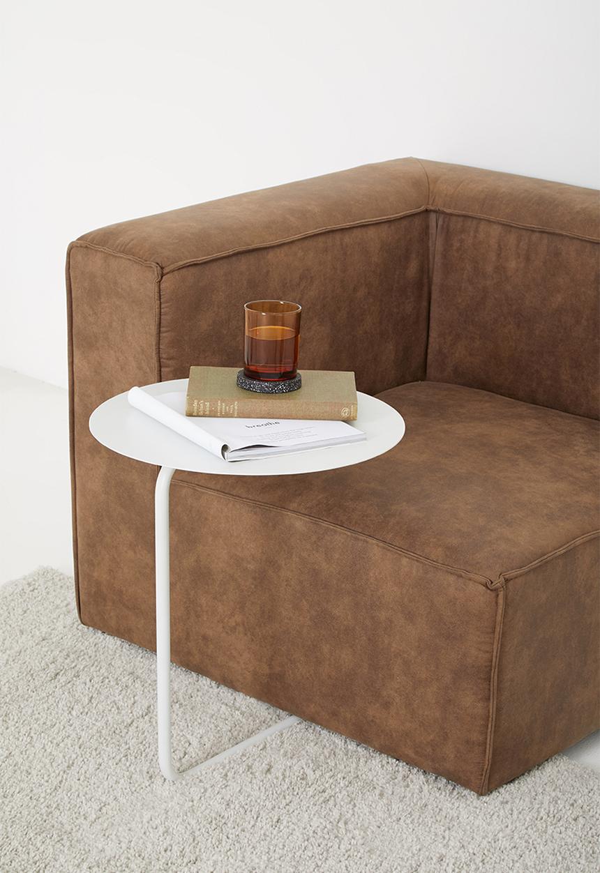 Sixth Floor - L shaped metal side table - white