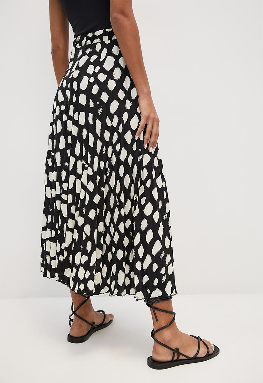 VELVET - Printed aline midi skirt - black