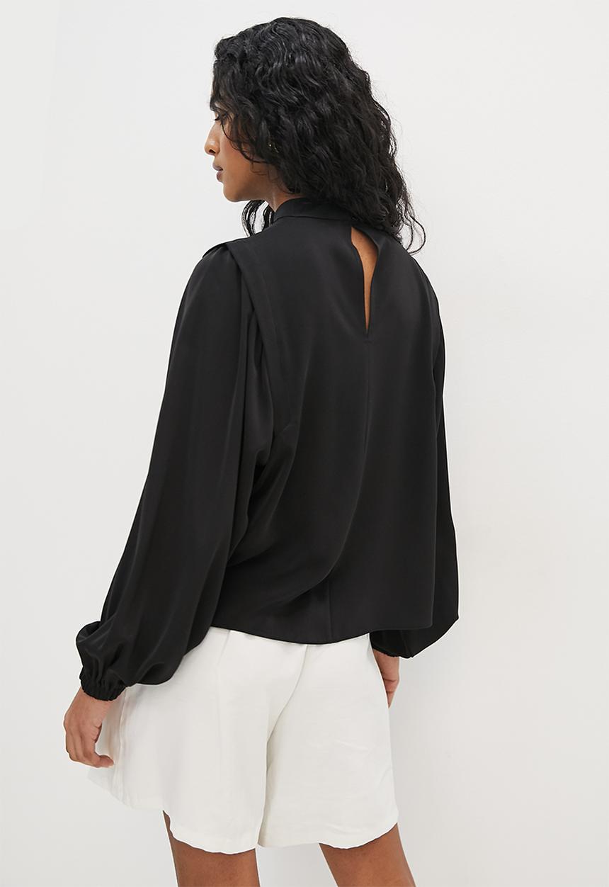 Superbalist - Shoulder pleat detail blouse - black