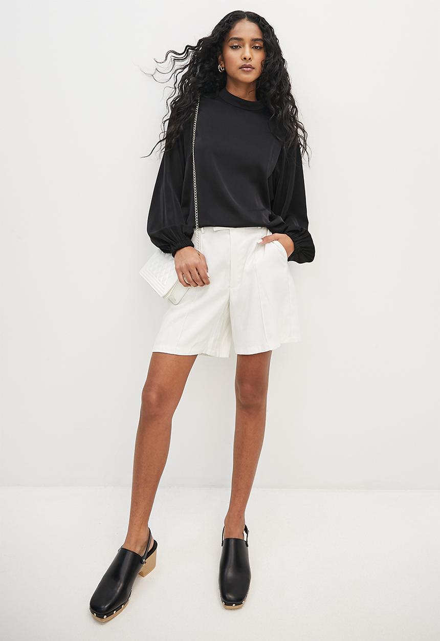 Superbalist - Shoulder pleat detail blouse - black
