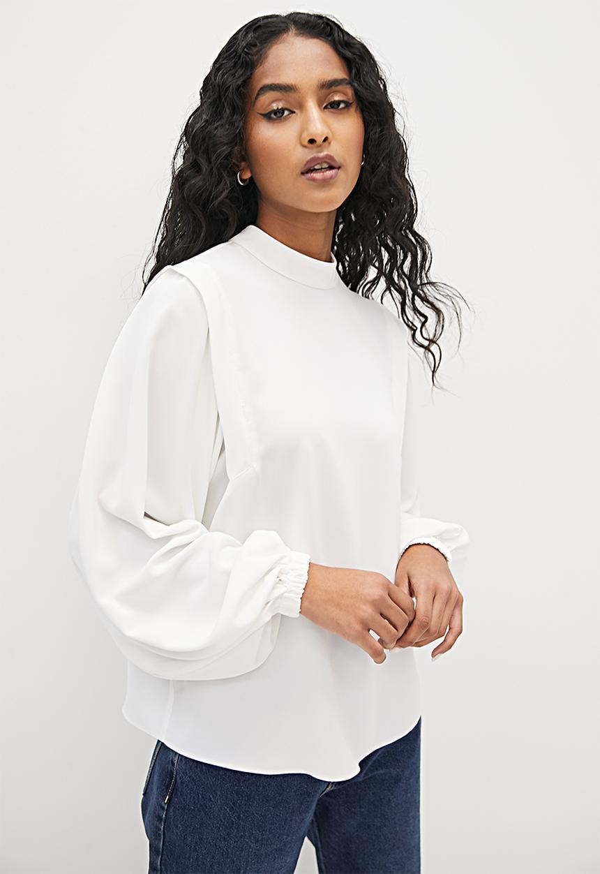 Superbalist - Shoulder pleat detail blouse - ivory