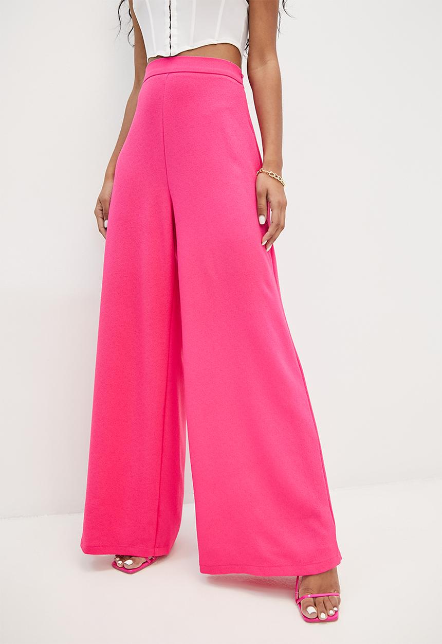 VELVET - Formal flat front palazzo pant - cerise