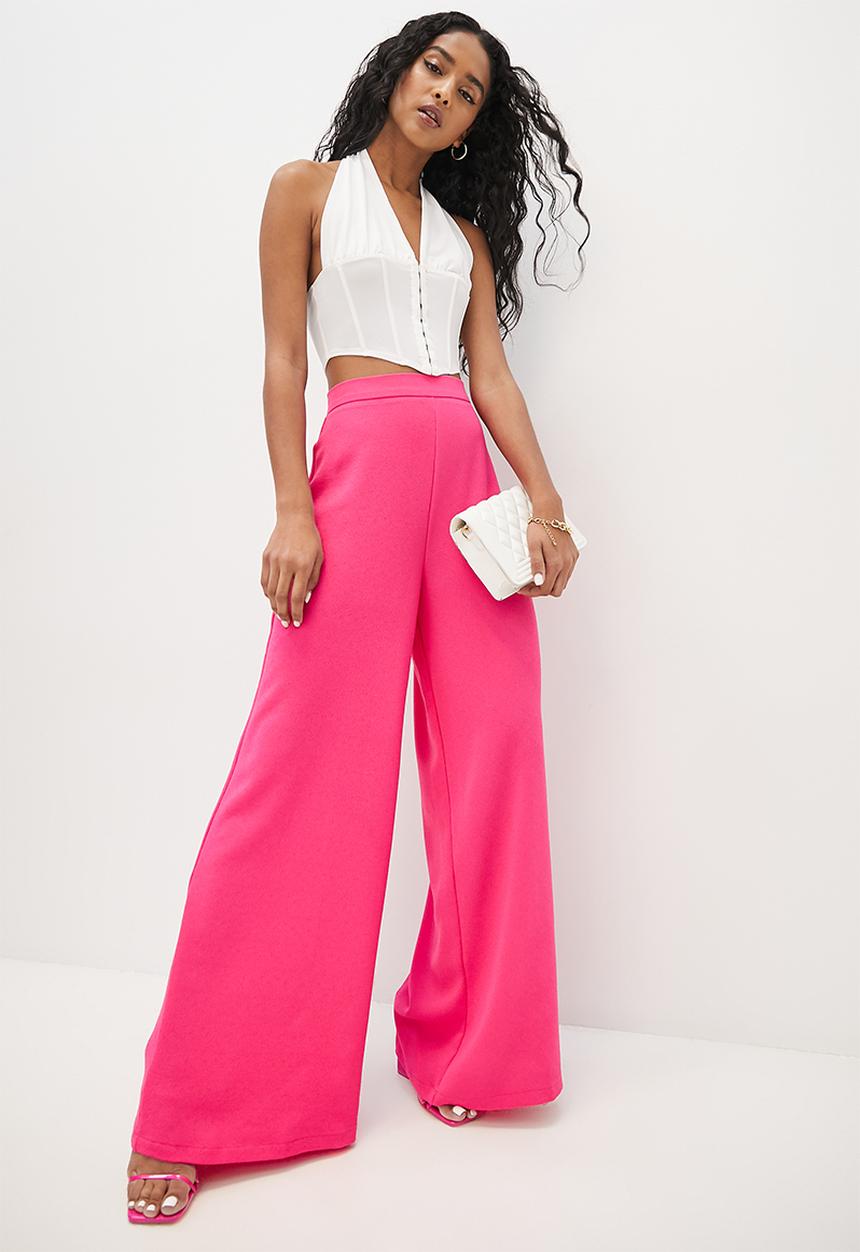 VELVET - Formal flat front palazzo pant - cerise