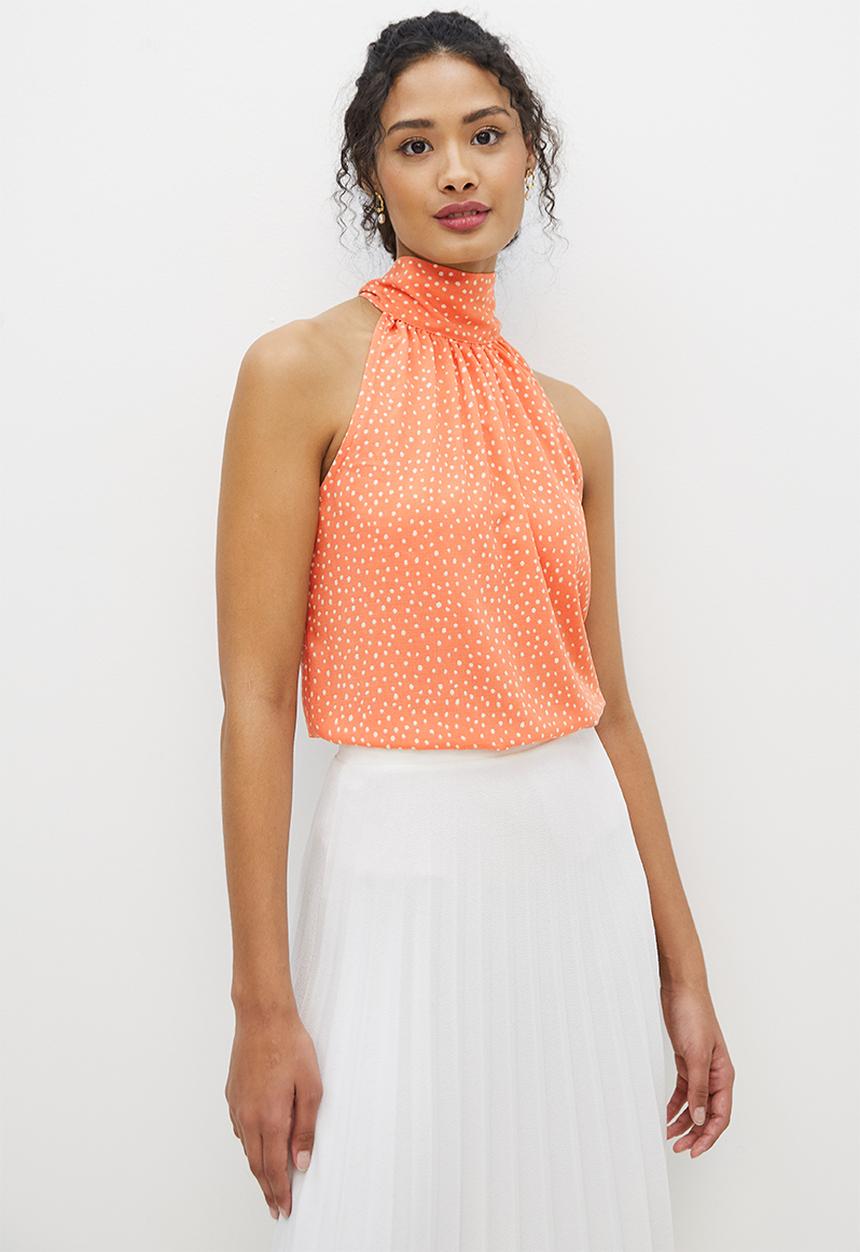 MILLA - Ggt halter blouse - canyon clay
