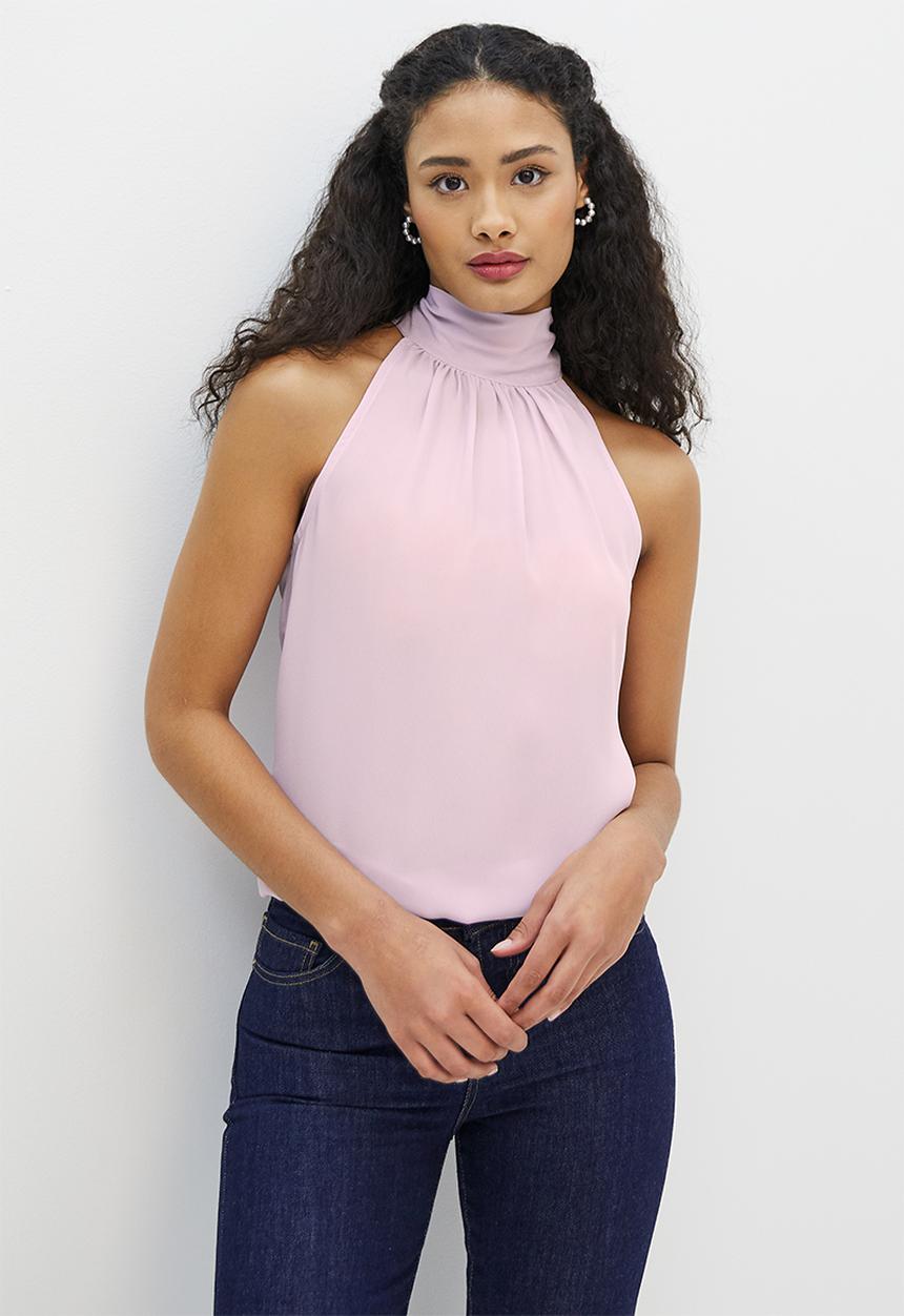 MILLA - Georgette halter blouse - lavender fog