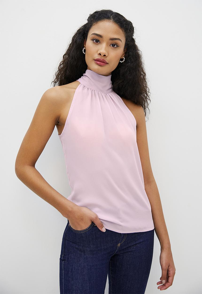 MILLA - Georgette halter blouse - lavender fog