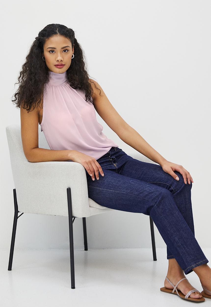 MILLA - Georgette halter blouse - lavender fog