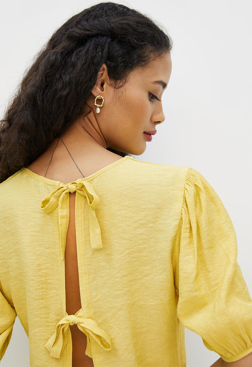 MILLA - Textured boxy crop top - yellow