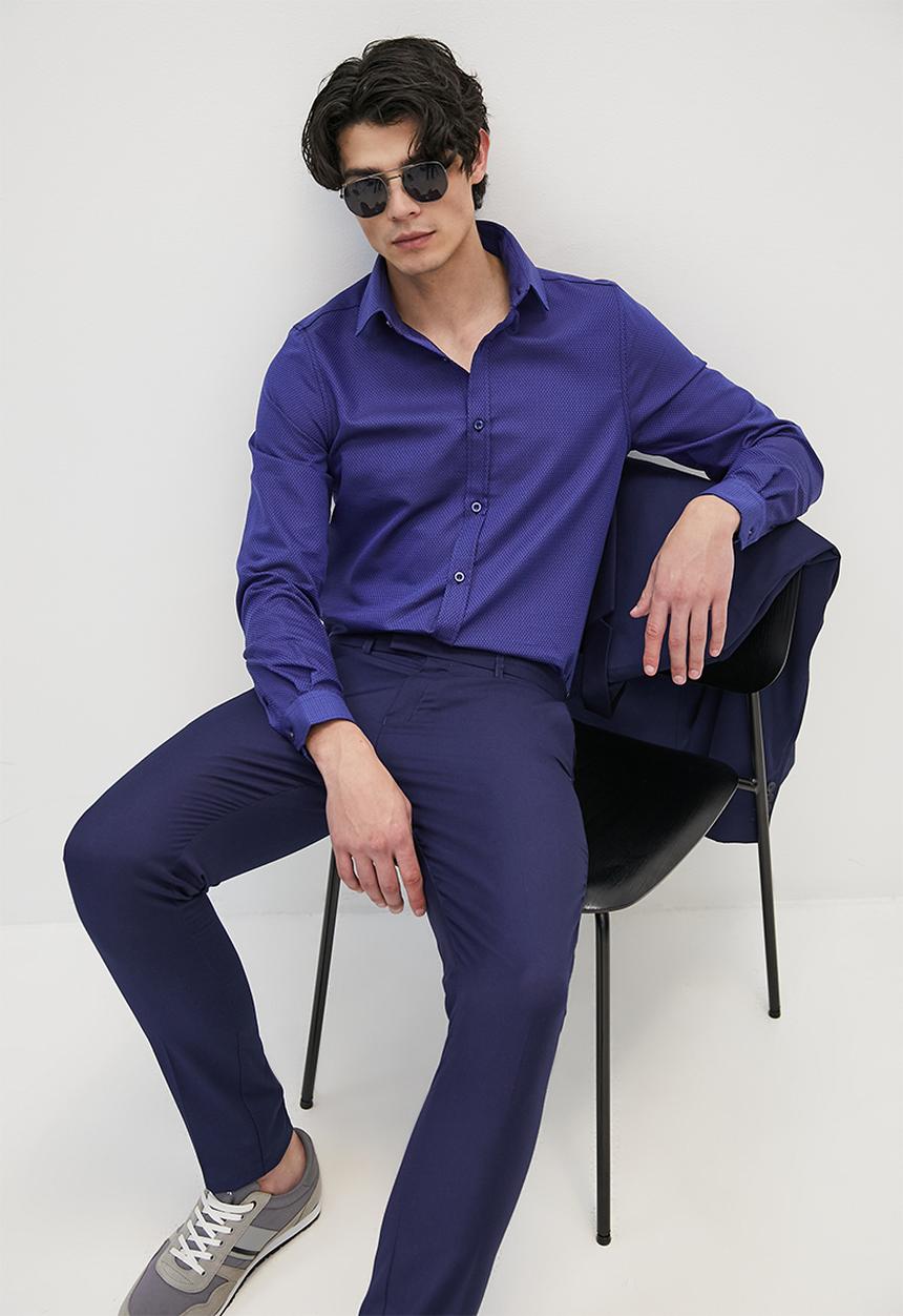 Superbalist - Slim fit aop shirt - navy