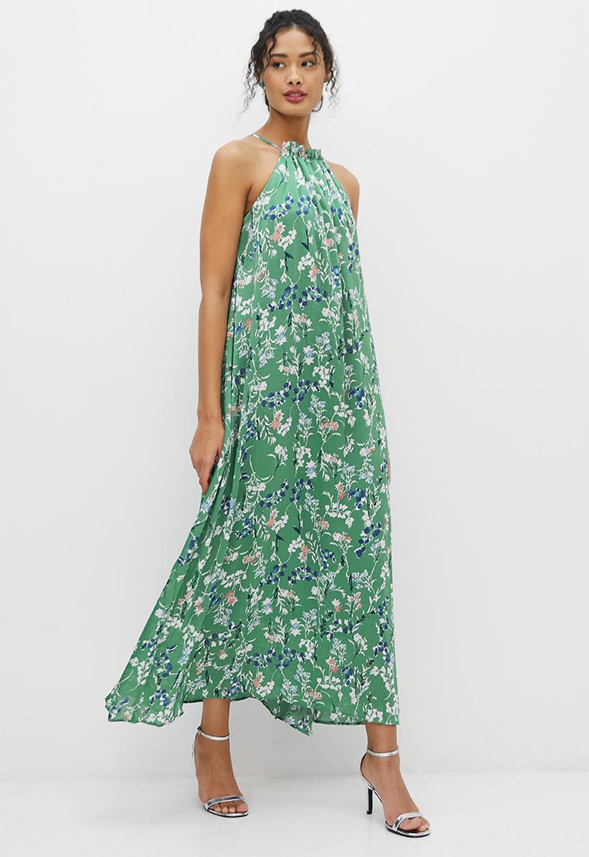 MILLA - Halter trapeze maxi dress - sage floral