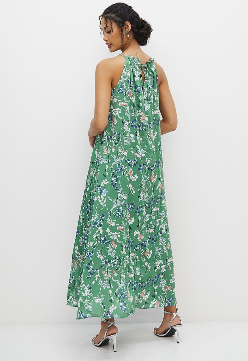 MILLA - Halter trapeze maxi dress - sage floral