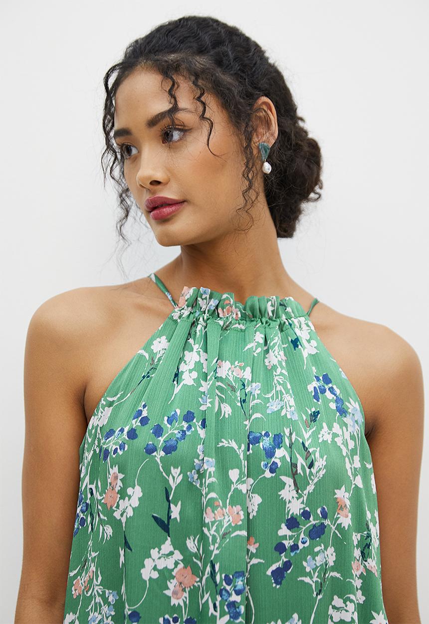 MILLA - Halter trapeze maxi dress - sage floral