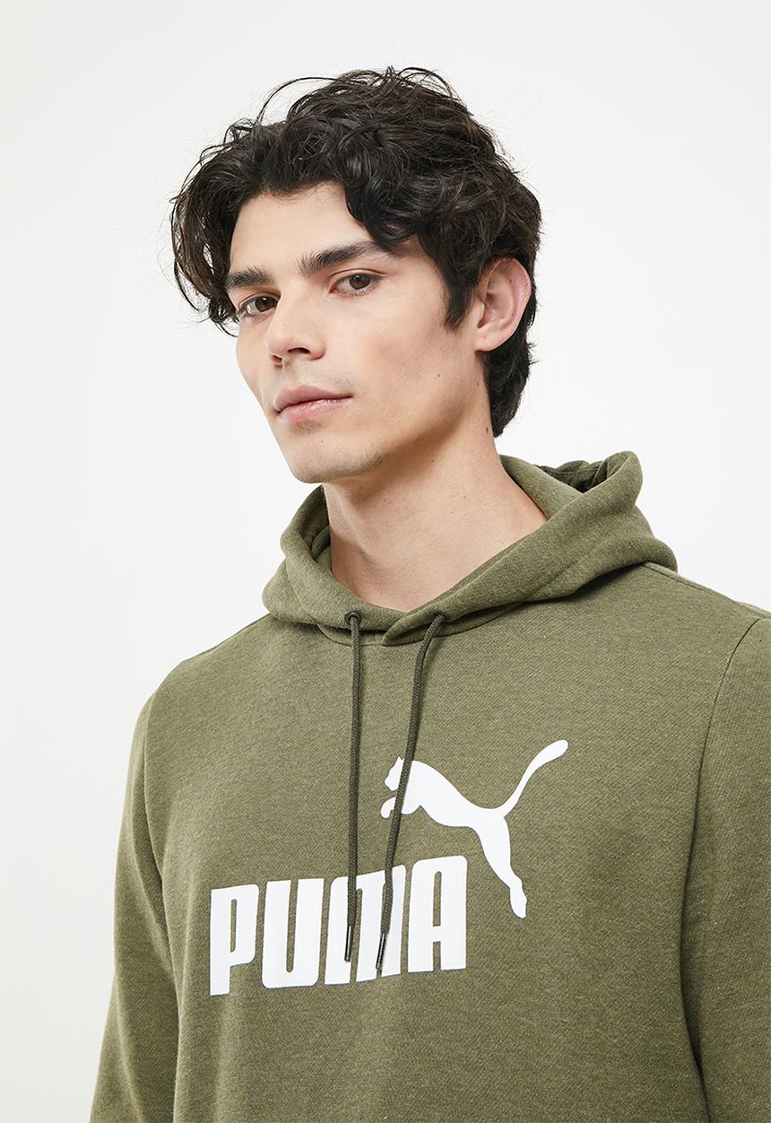 PUMA - Ess heather hoodie fl - forest night