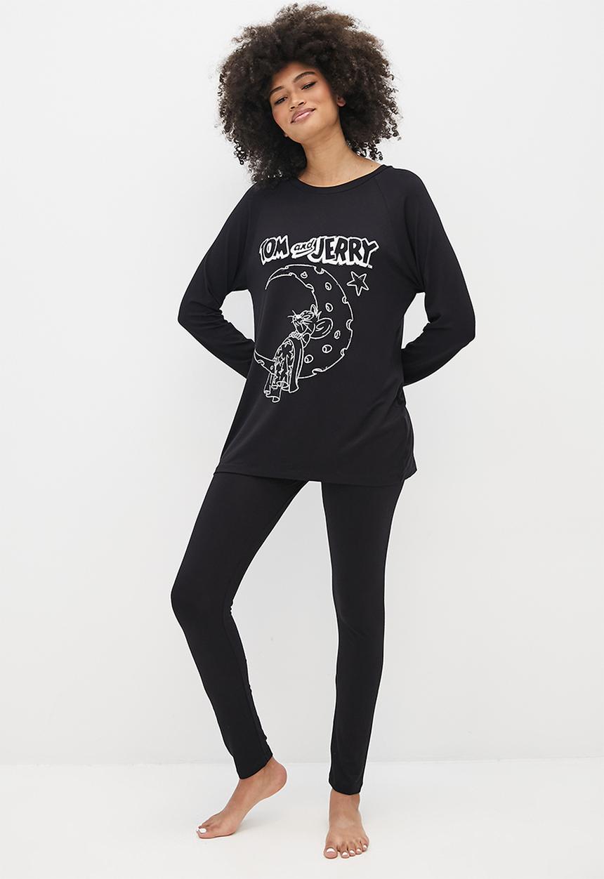 Blake - Tom and Jerry oversized crew & legging sleep set - black