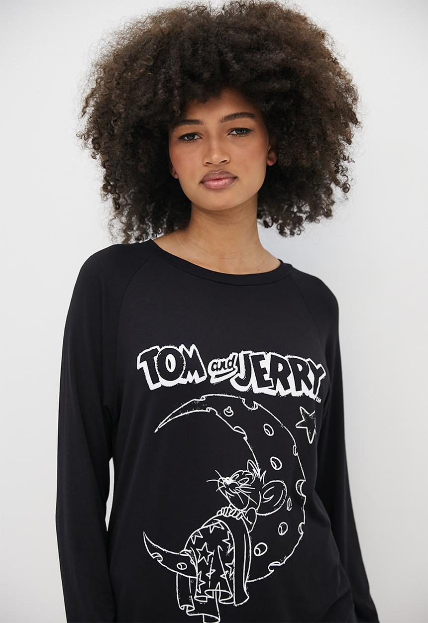 Blake - Tom and Jerry oversized crew & legging sleep set - black