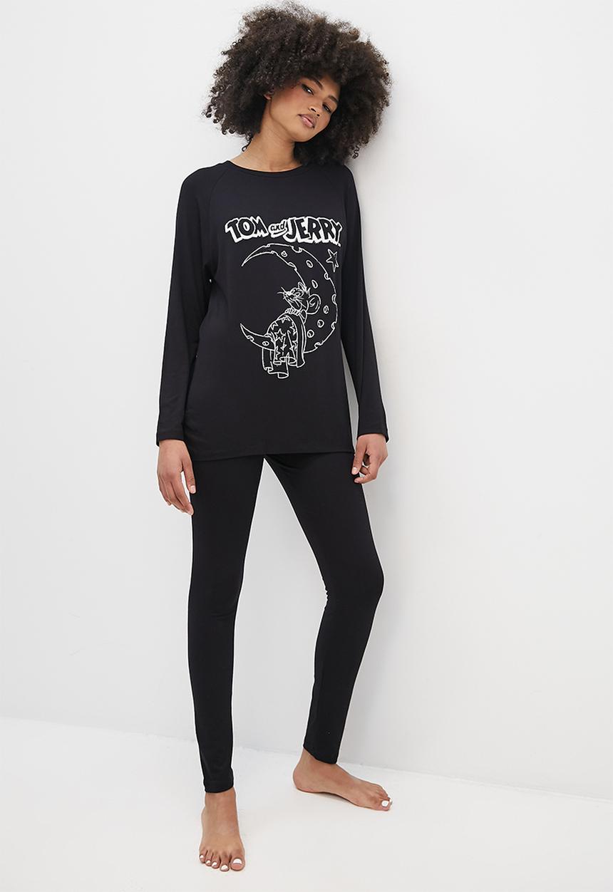 Blake - Tom and Jerry oversized crew & legging sleep set - black