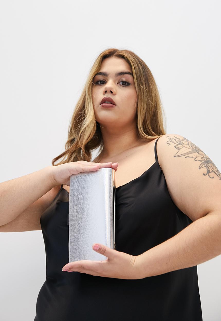 dailyfriday - Daisy box clutch bag - silver