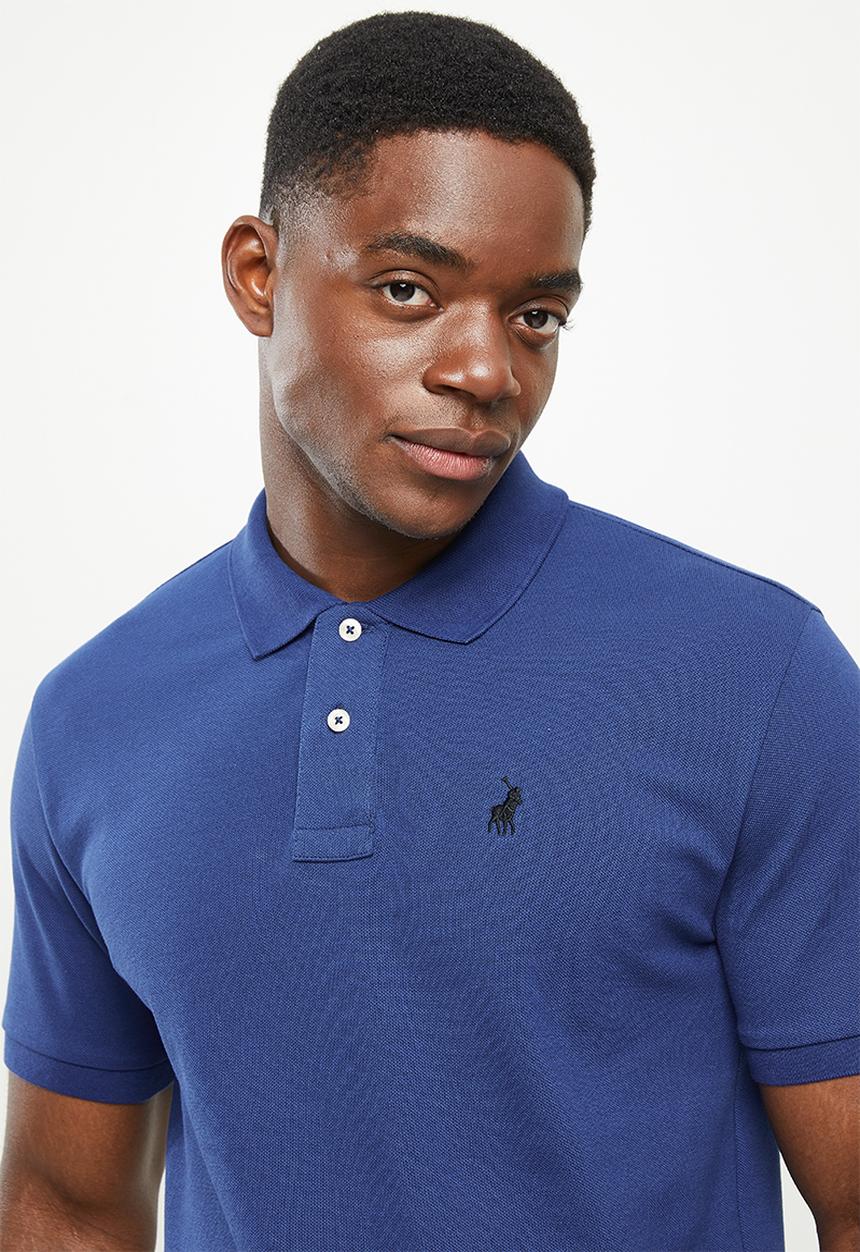 POLO - Mens stretch pique short sleeve golfer - dark blue