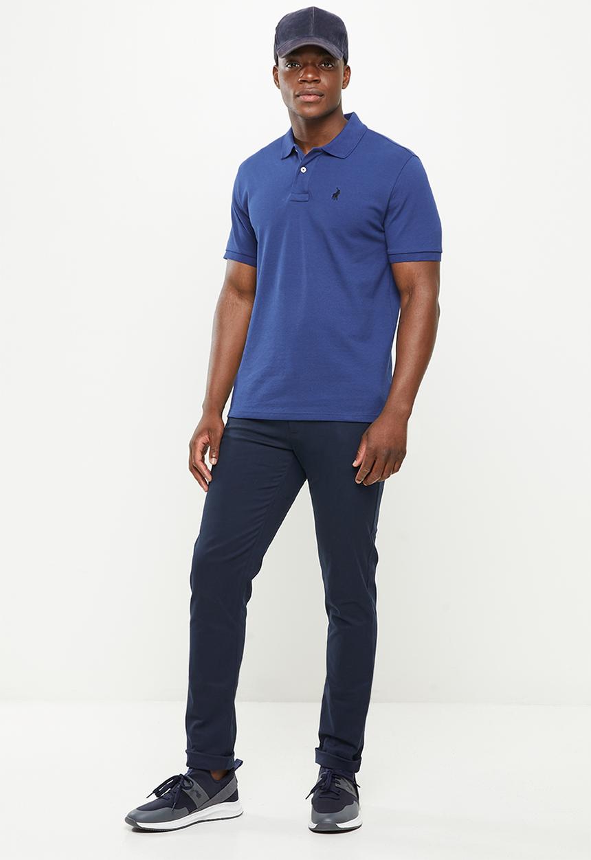 POLO - Mens stretch pique short sleeve golfer - dark blue