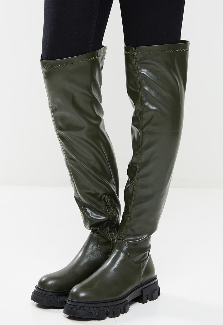 Z_Code_Z - Layla chunky over the knee boot - olive 