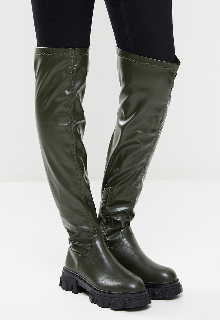 Z_Code_Z - Layla chunky over the knee boot - olive 