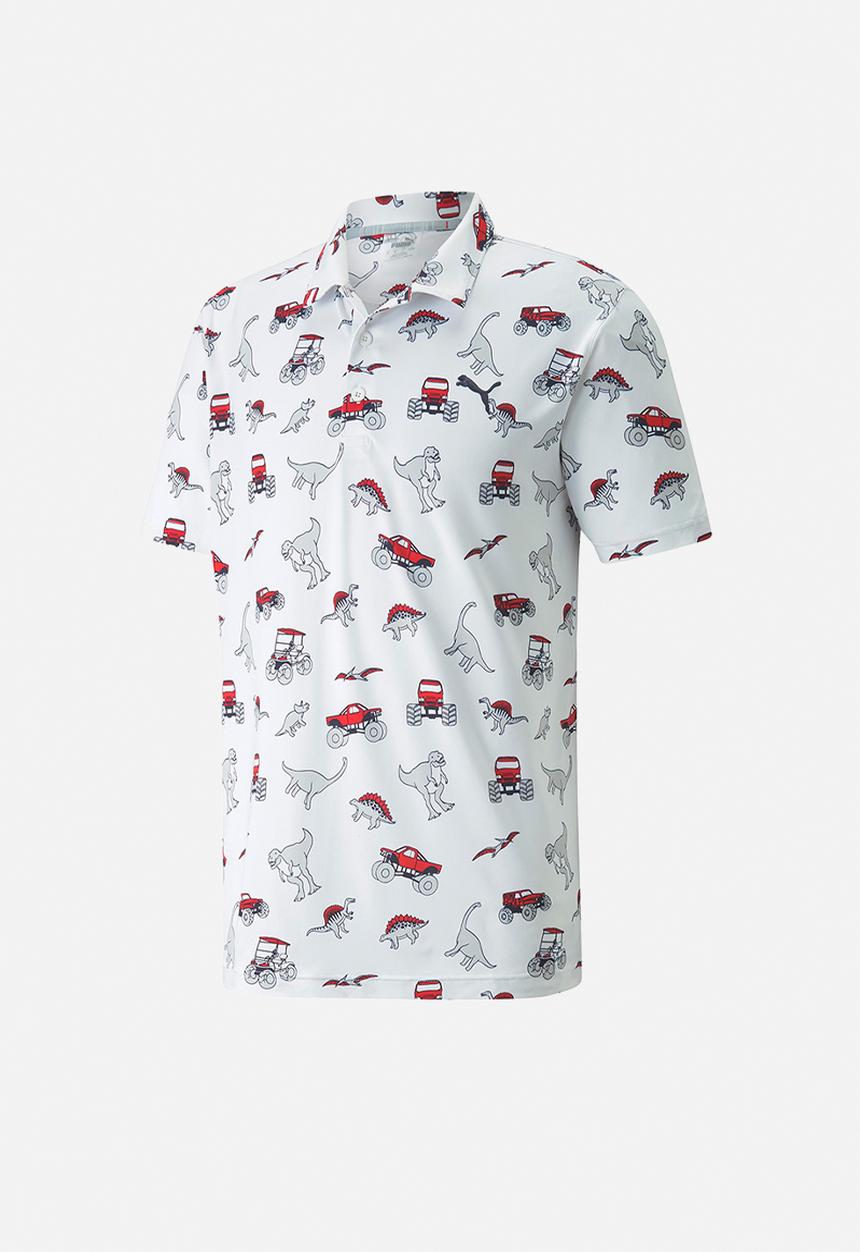 PUMA - Cloudspun Dino-Mite Golf Polo Shirt  - bright white-ski patrol