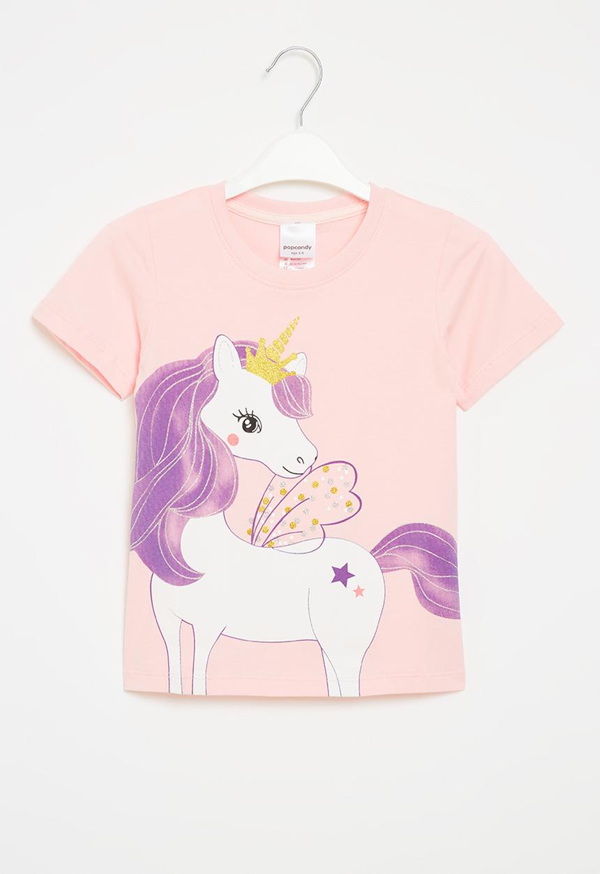Pop Candy - Girls unicorn tee - light pink