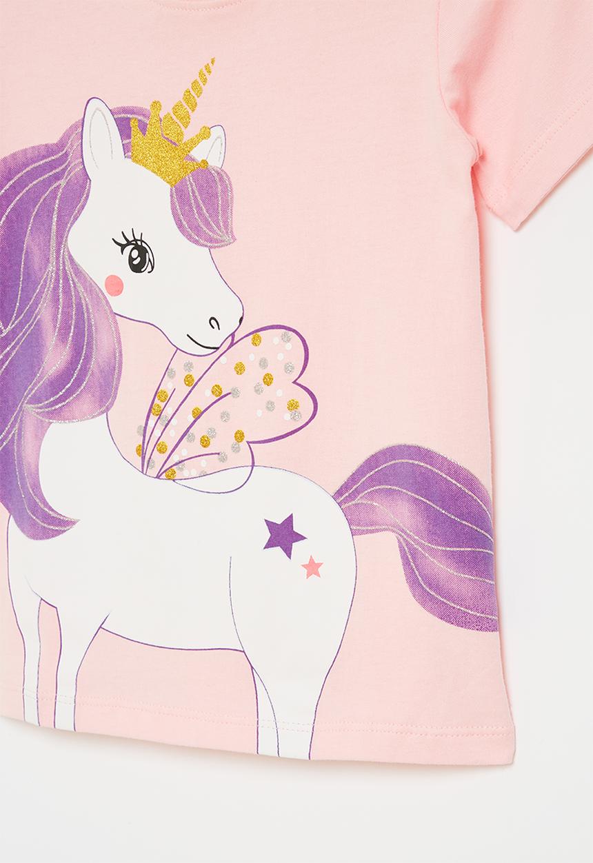 Pop Candy - Girls unicorn tee - light pink