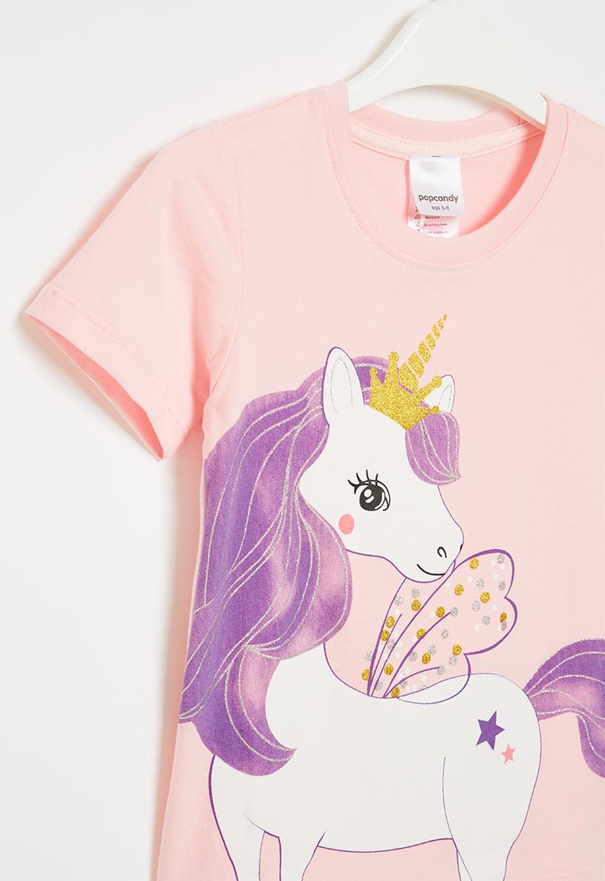 Pop Candy - Girls unicorn tee - light pink