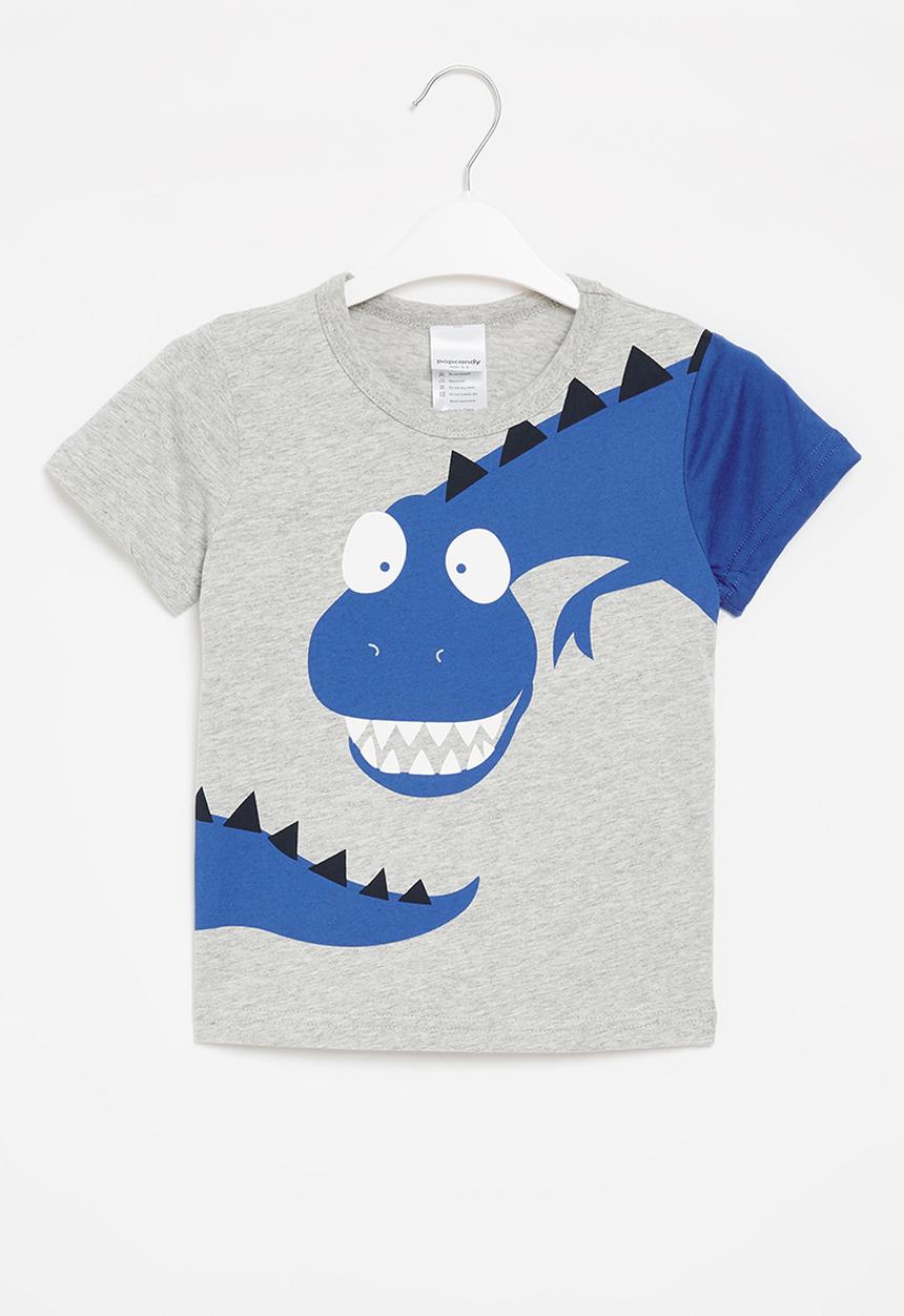 Pop Candy - Dino tee - grey & blue