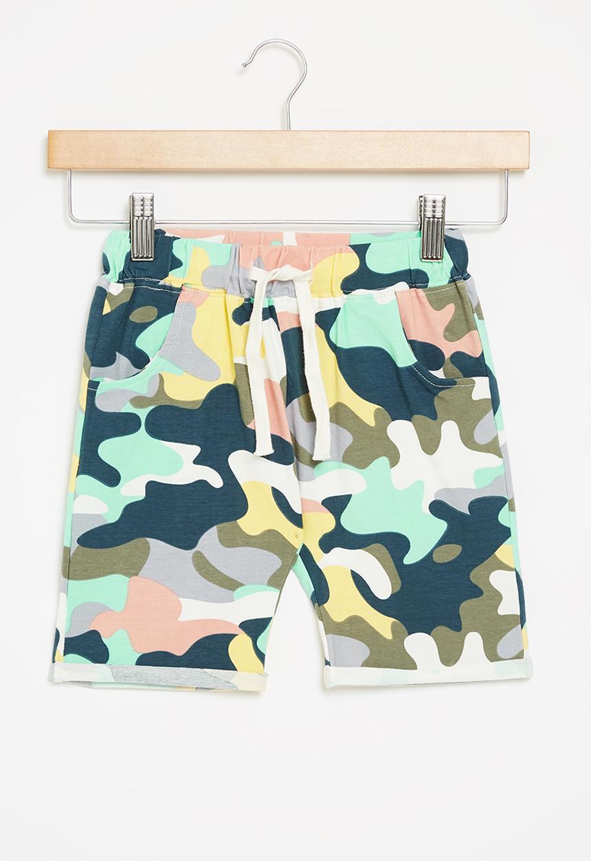 Pop Candy - Boys camo sweat shorts - multi