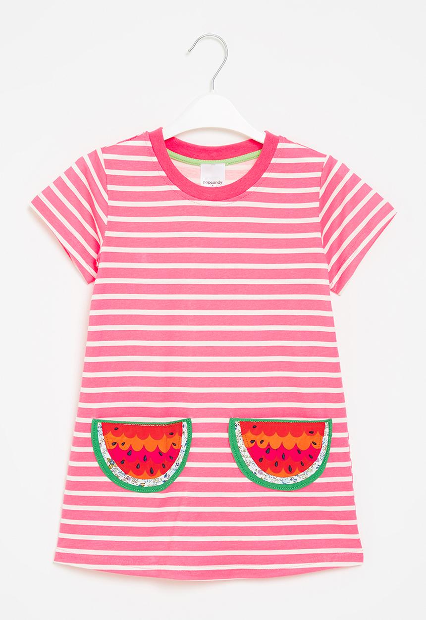 Pop Candy - Girls stripe watermelon dress - pink