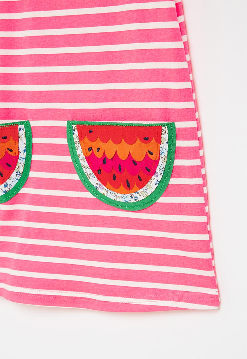 Pop Candy - Girls stripe watermelon dress - pink