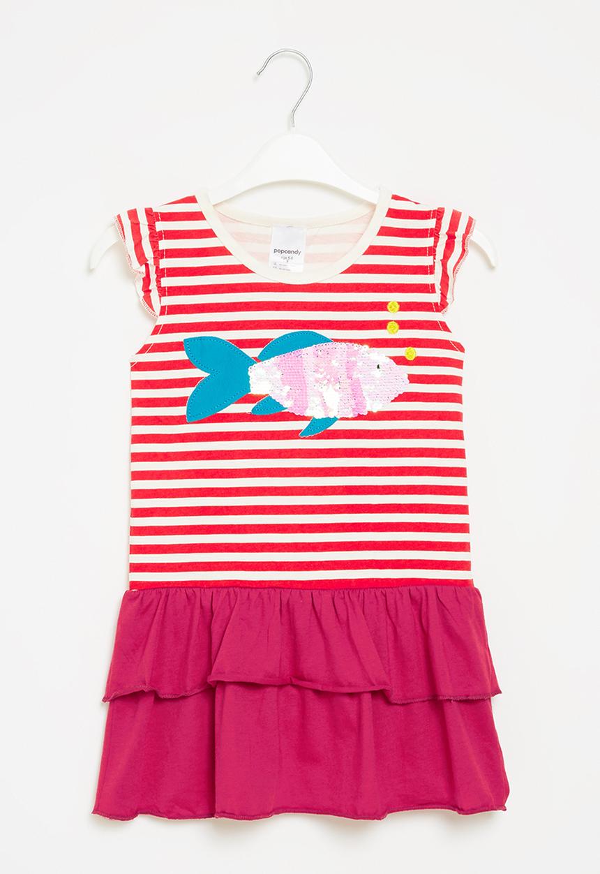 Pop Candy - Girls stripe dress - red
